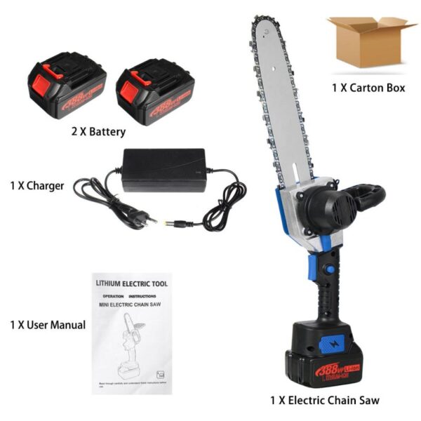 10 Inch Cordless Electric Chain Saw with 2 Batteries